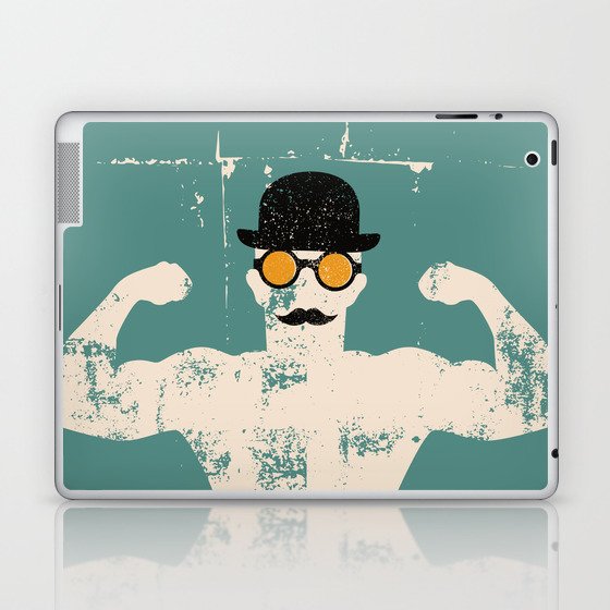 a cool strong man with a mustache Laptop & iPad Skin