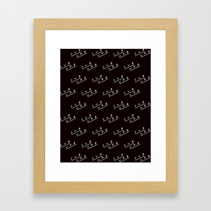 suburb logo pattern - black Framed Art Print