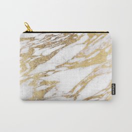 Chic Elegant White and Gold Marble Pattern Carry-All Pouch