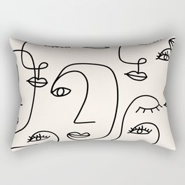 Abstract Faces Line Art Rectangular Pillow
