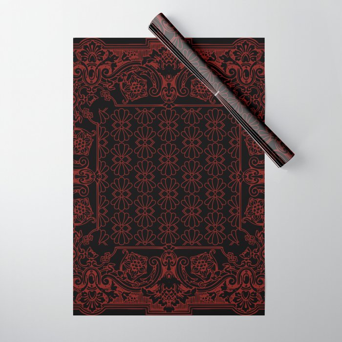 Bandana Inspired Pattern | Red on Black Wrapping Paper