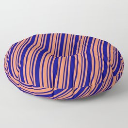 [ Thumbnail: Coral and Blue Colored Striped Pattern Floor Pillow ]