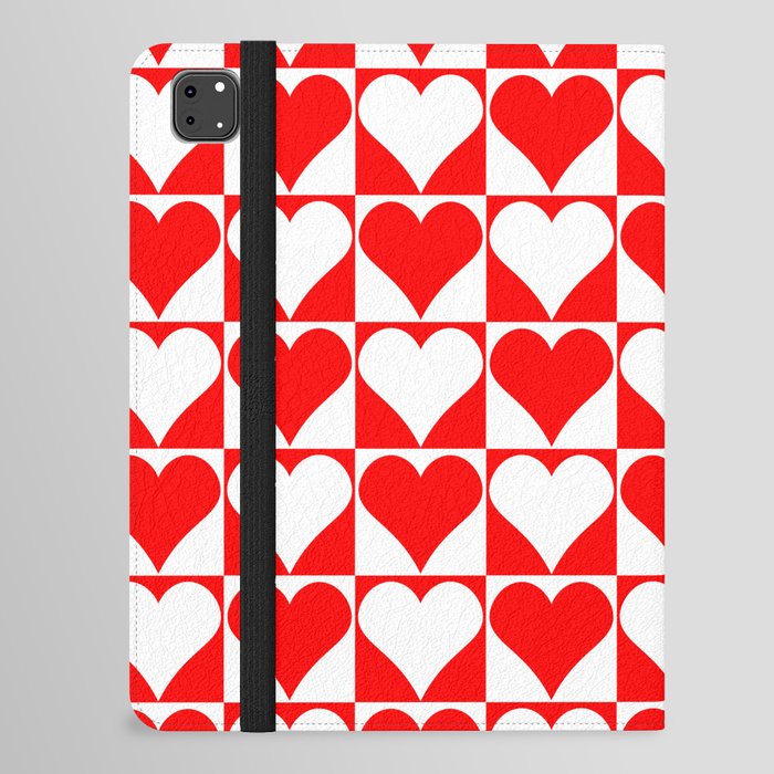 Heart Pattern--Red & White iPad Folio Case