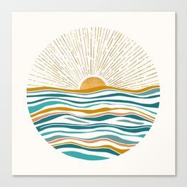 The Sun and The Sea - Gold and Teal Canvas Print