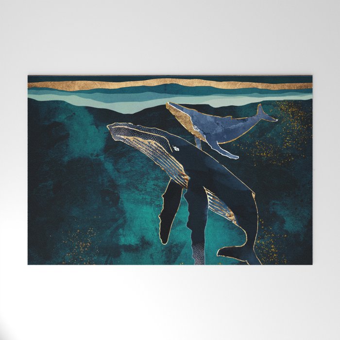 Moonlit Whales Welcome Mat