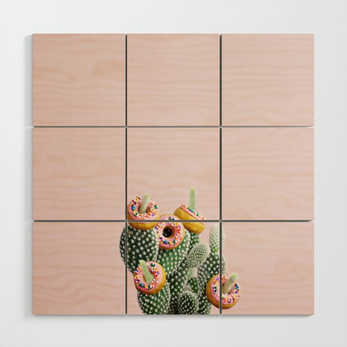 Donut Cactus In Bloom Wood Wall Art