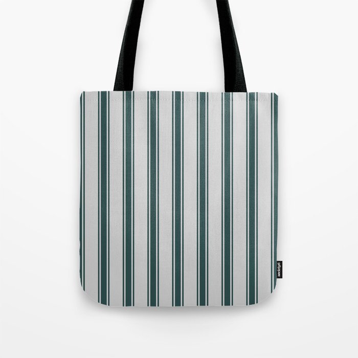 Light Grey and Dark Slate Gray Colored Lines/Stripes Pattern Tote Bag