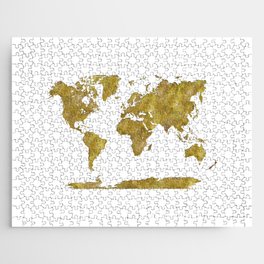 world map in watercolor gold color Jigsaw Puzzle