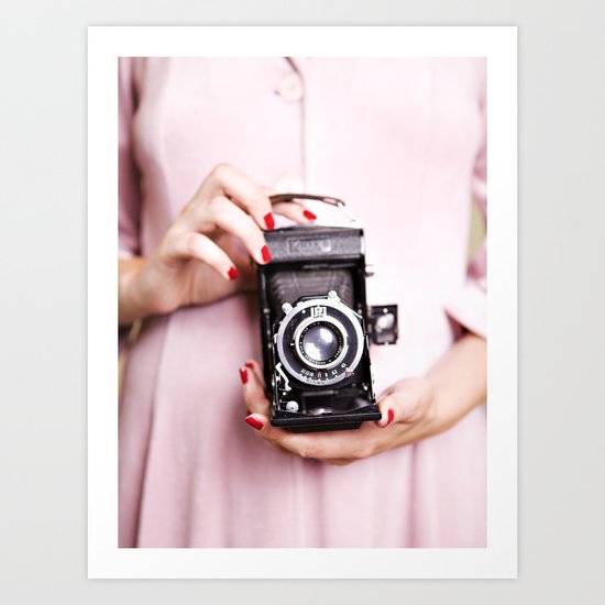 Vintage camera love Art Print