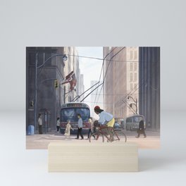 Bicycle Girl (Toronto street scene) Mini Art Print