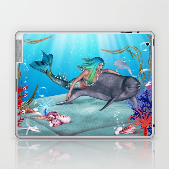 The Mermaid And The Dolphin Laptop & iPad Skin