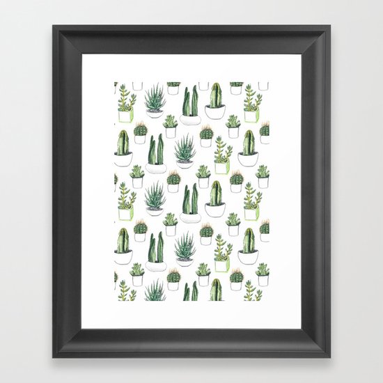 watercolour cacti and succulent Framed Art Print