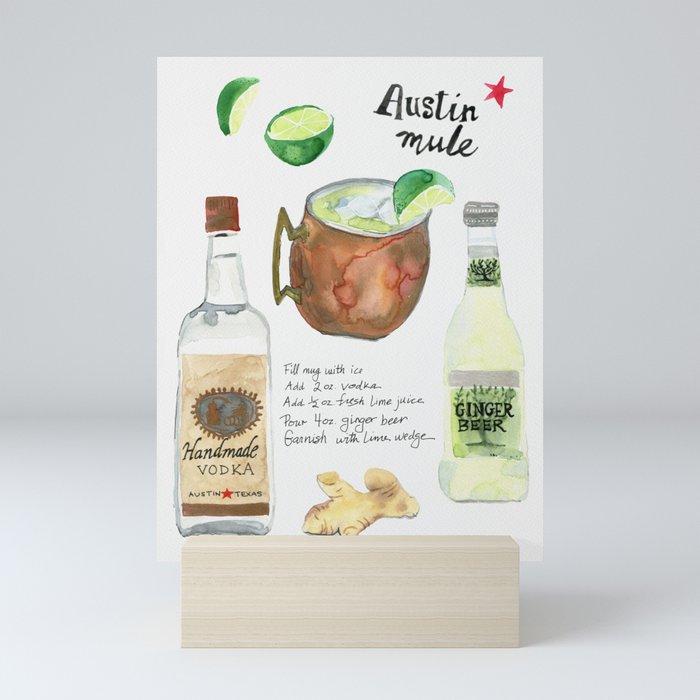 Austin Mule Cocktail Recipe Mini Art Print