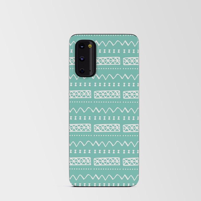 Zesty Zig Zag Bow Teal Blue and White Mud Cloth Pattern Android Card Case