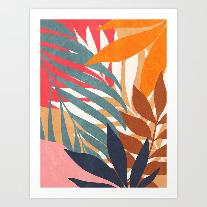 Abstract Boho Tropical Foliage 3 Art Print