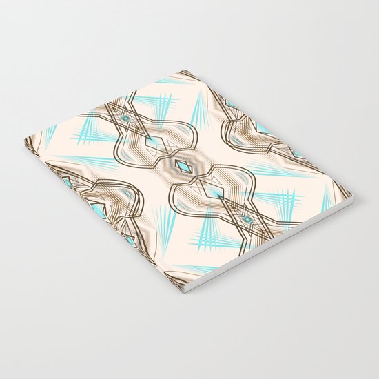 Art Deco . Turquoise brown white . Notebook