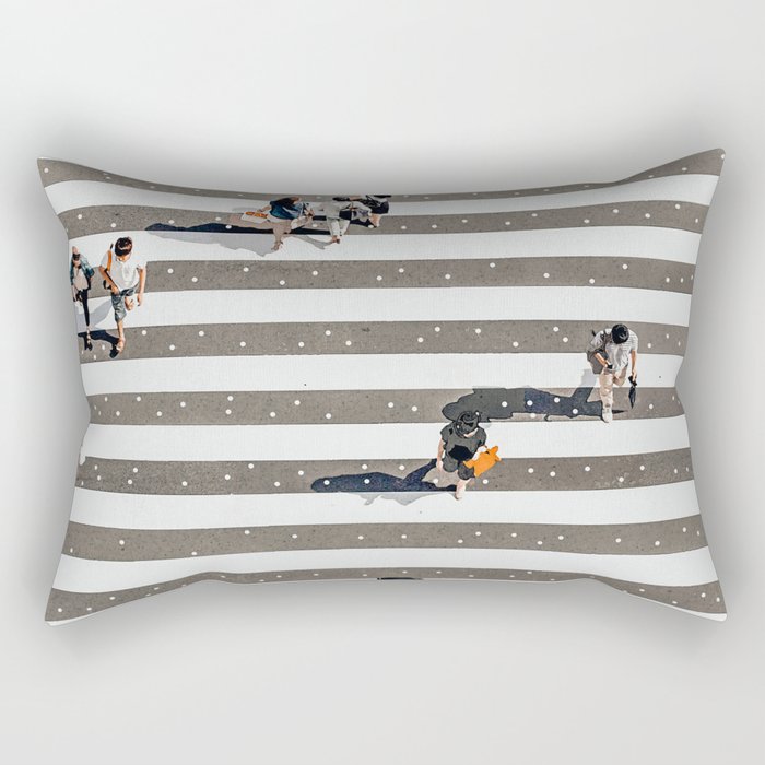 Rain Crossing | Polka Dots Zebra Crossing On The Street | Rain Eclectic Modern Graphic Design Rectangular Pillow