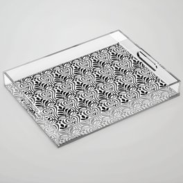 Art Nouveau Black & White Scroll Pattern Acrylic Tray