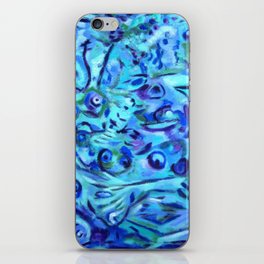 WATER LILIES, blue turquoise & purple abstract oil painting  iPhone Skin