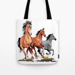 Horses Running Tote Bag