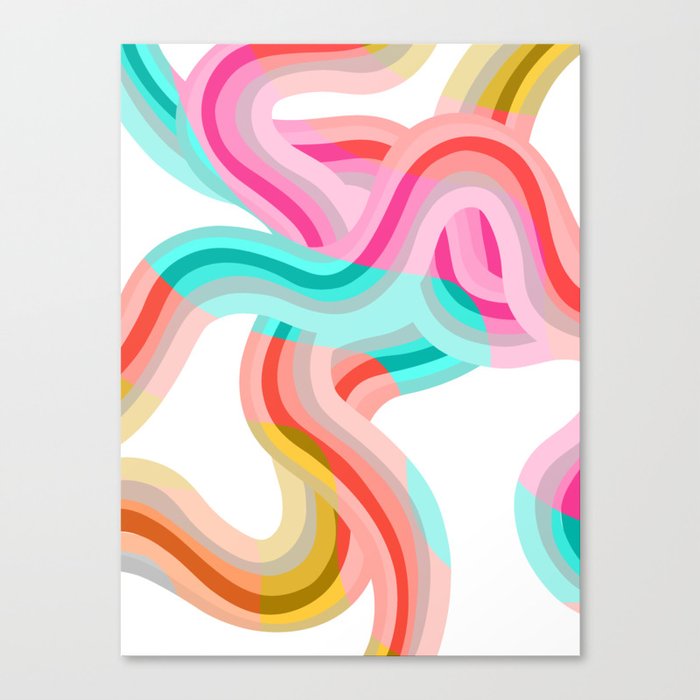 Neon Pastel Rainbows Dance Canvas Print