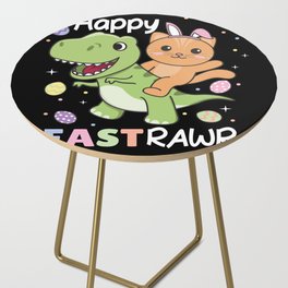 Cat With T-rex Easter Estrawr Easter Pun Side Table