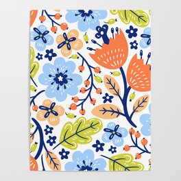 Baby Blue Flower Pattern Poster