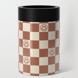 Smiley Face & Checkerboard (Milk Chocolate Colors) Can Cooler