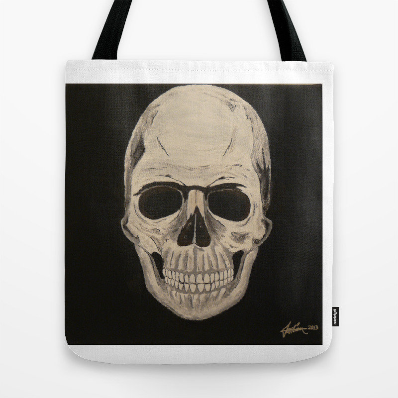 Black And White Skull Painting Tote Bag By 001slick001 Society6