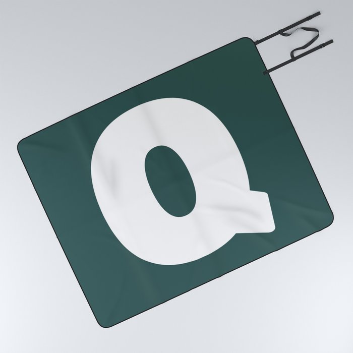 Q (White & Dark Green Letter) Picnic Blanket