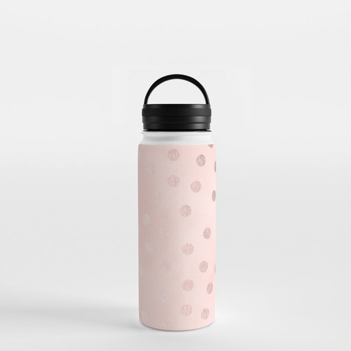 Rose Gold Pastel Pink Polka Dots Water Bottle