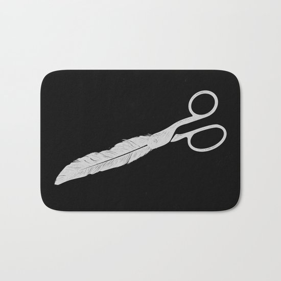 Feathered - On Black. Bath Mat