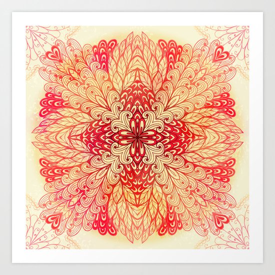 Hand Drawn Floral Mandala 02 Art Print