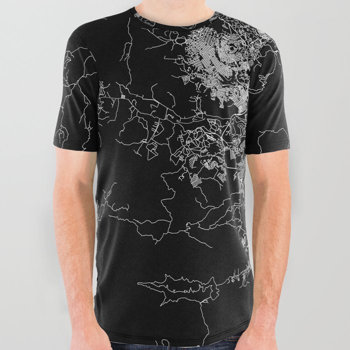 Tegucigalpa Black Map All Over Graphic Tee