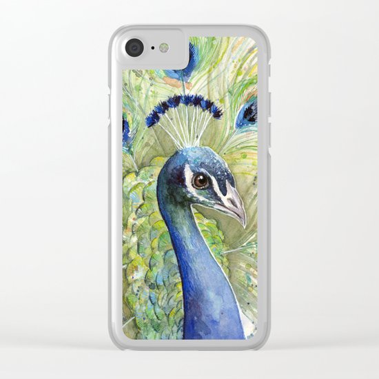 Peacock Watercolor Painting | Exotic Birds Clear iPhone Case