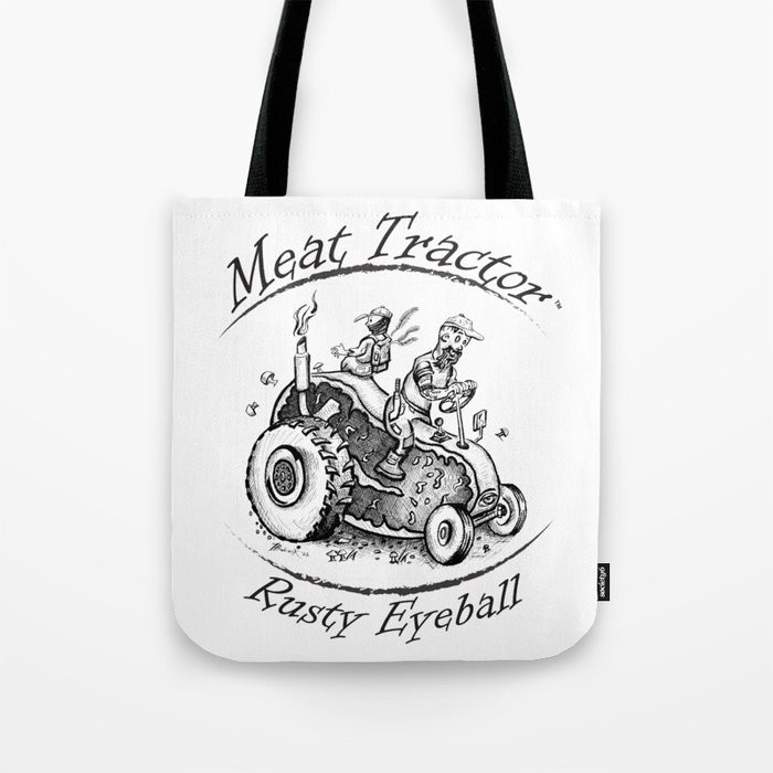 Meat Tractor BW Tote Bag