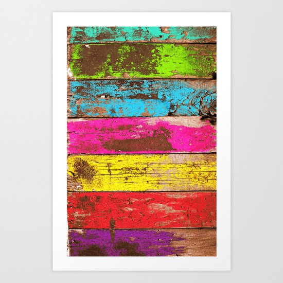 Vintage Colored Wood Art Print