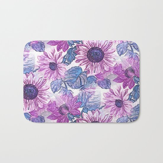 Dusty Pink Flowers Bath Mat