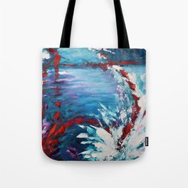 Emergence, abstract artwork, blue and white Tote Bag