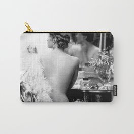 Ziegfeld Girl at her Dressing Table back stage, Paris black and white photograph Carry-All Pouch