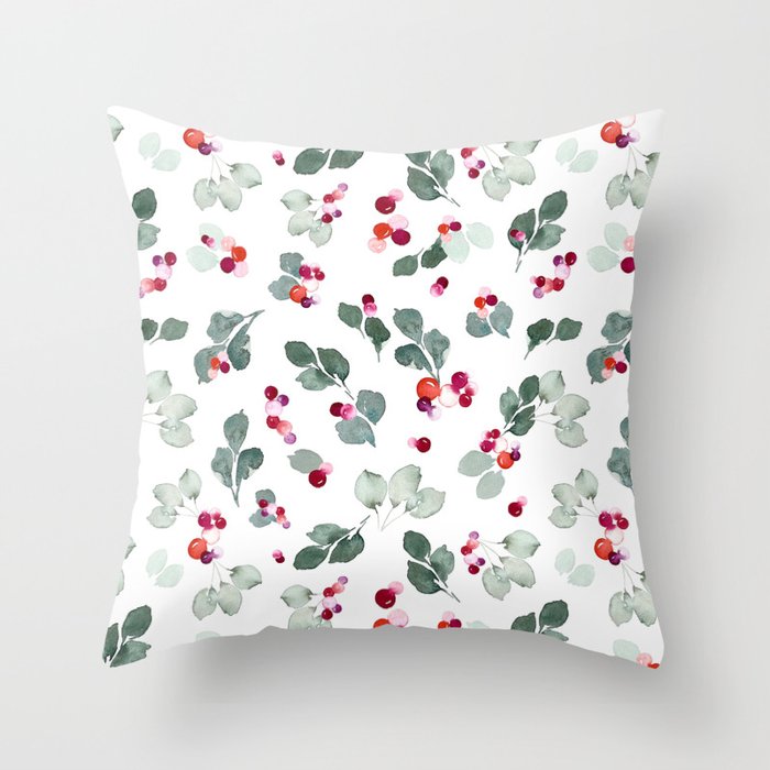 Merry Little Berry Pattern Throw Pillow