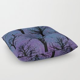 Galaxy with Trees Floor Pillow