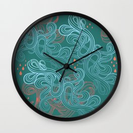 Turquoise Waves and Drips Wall Clock