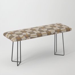 Warped Checkerboard Grid Illustration Earth Tone Color Bench