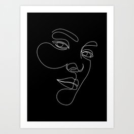 s14_2 - abstract face - black Art Print