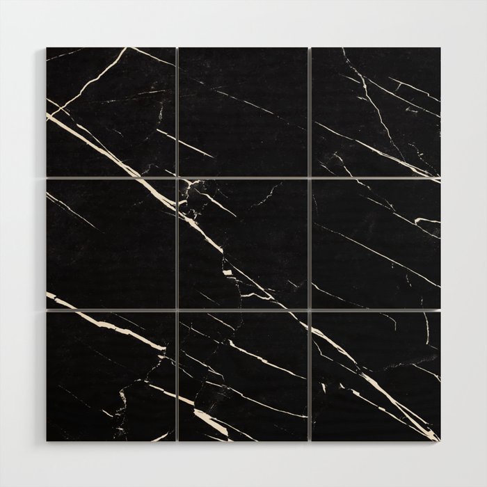 Elegant Black Marble Stone Wood Wall Art