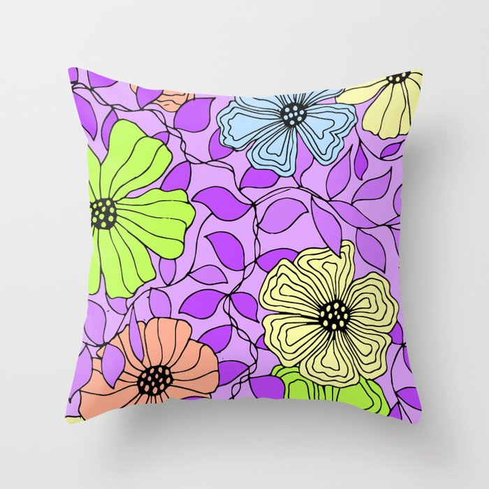 Flower party 2 Throw Pillow
