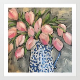 Tulips in Blue and White Art Print