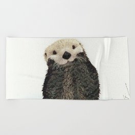 Painted Otter Reflections Beach Towel