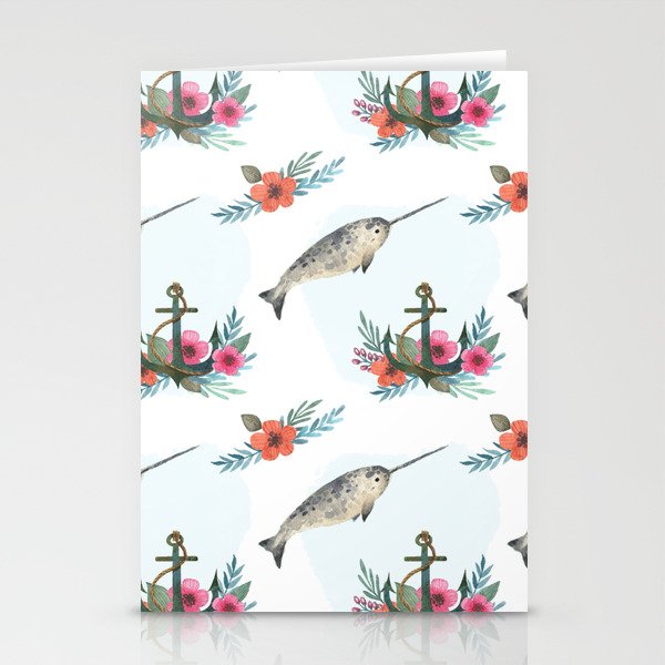 Summertime Nautical Narwhal Stationery Cards